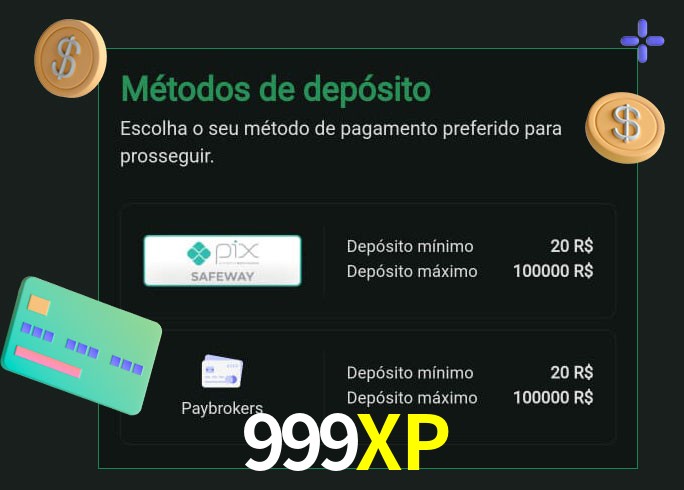 O cassino 999XP oferece uma grande variedade de métodos de pagamento